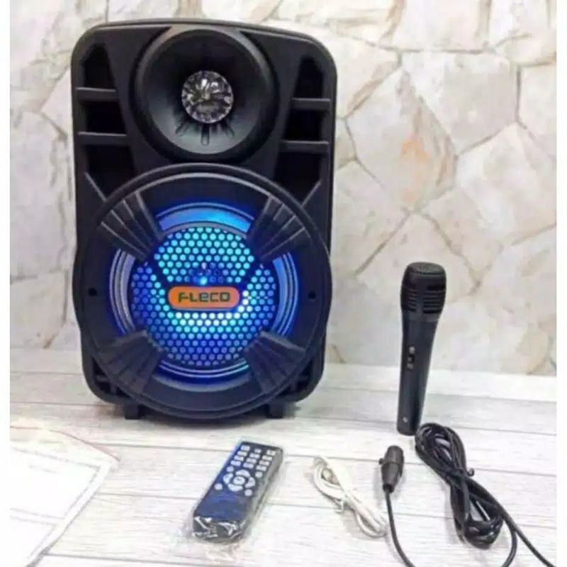 Speaker Karaoke bluetooth Fleco F-804N 8.5IN Bonus Mic Dan Remote