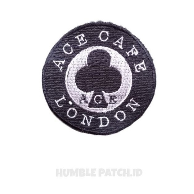 Patch Emblem Bordir Ace Cafe London Logo Outline Hitam