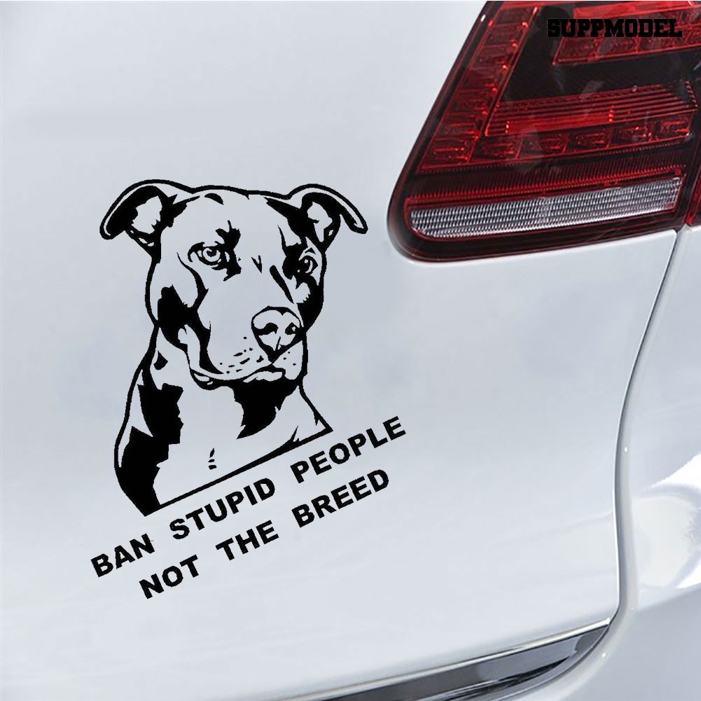 Stiker Ban Stupid People Not Breed Pitbull Untuk Bodykaca Jendela Mobil