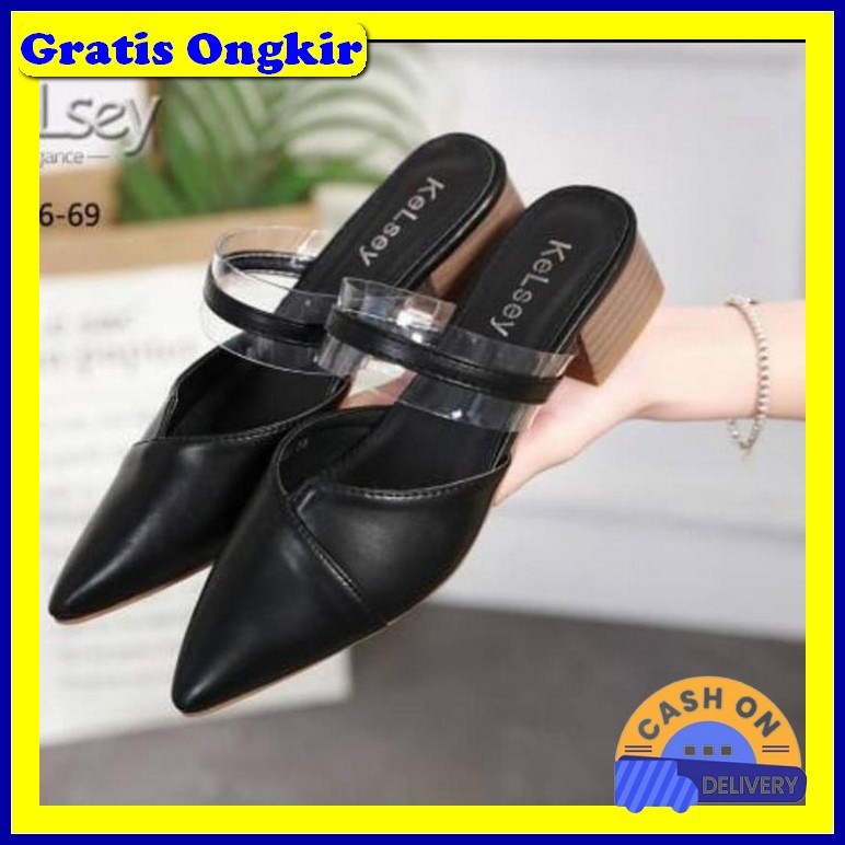 Sendal Haihil Sandal Haihils High Heels Wanita Import Terbaru Kek Ck96 Hak Tahu Tm18 - Hitam, 36
