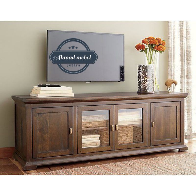 MEJA TV JATI 4 PINTU MOTIF KACA MEJA HIAS