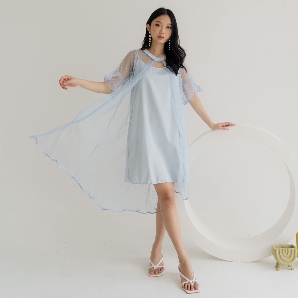 Rhei Collection - Verona Dress | Dress Pesta Wanita Tile Brukat Bumil Friendly Polkadot Dress