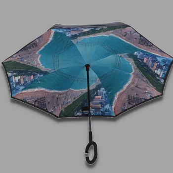 Loko Umbrella Payung Kazbrella Lipat Terbalik Motif City Premium Original Cantik Unik Ke32