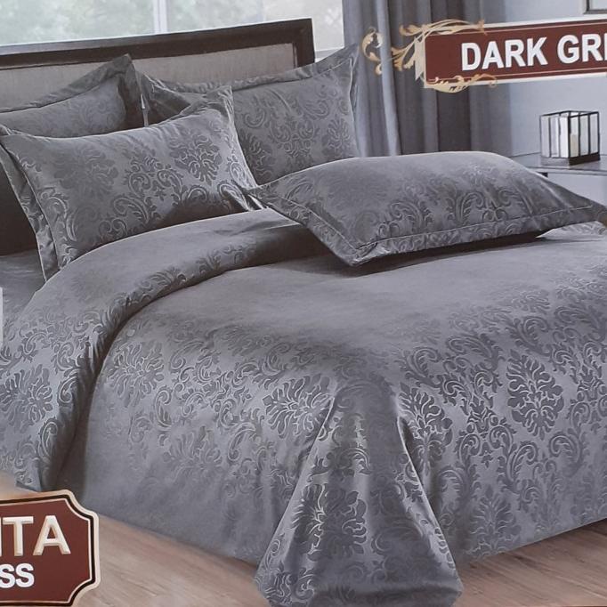 Bed Cover Tanpa Sprei Uk 180X200 Bonita Emboss Polos Warna Dark Grey Tokonidia11
