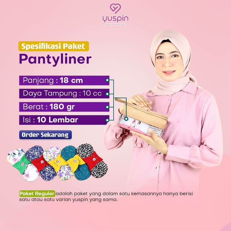 Pembalut kain yuspin pantyliner 18cm/isi 10pcs/pembalut sehat dan aman