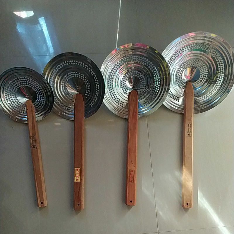 Serok Stainless Gagang kayu/Serok penggorengan stainless