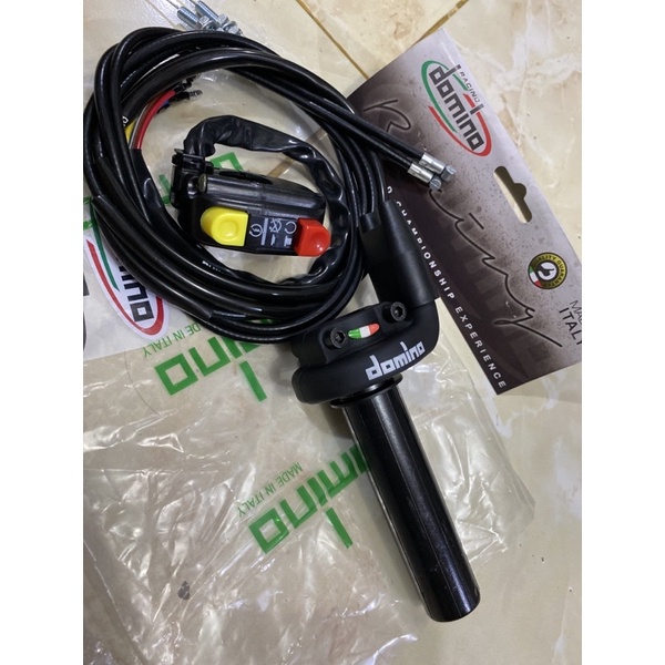 paket Gas spontan domino 2 kabel plus saklar domino kanan plus stater universal bebek matick moge