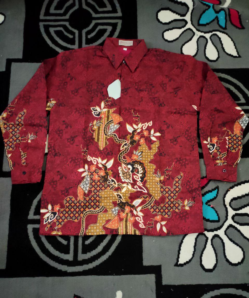 Kemeja Batik Pria Semi Sutra Sanwoz Puring Istimewa