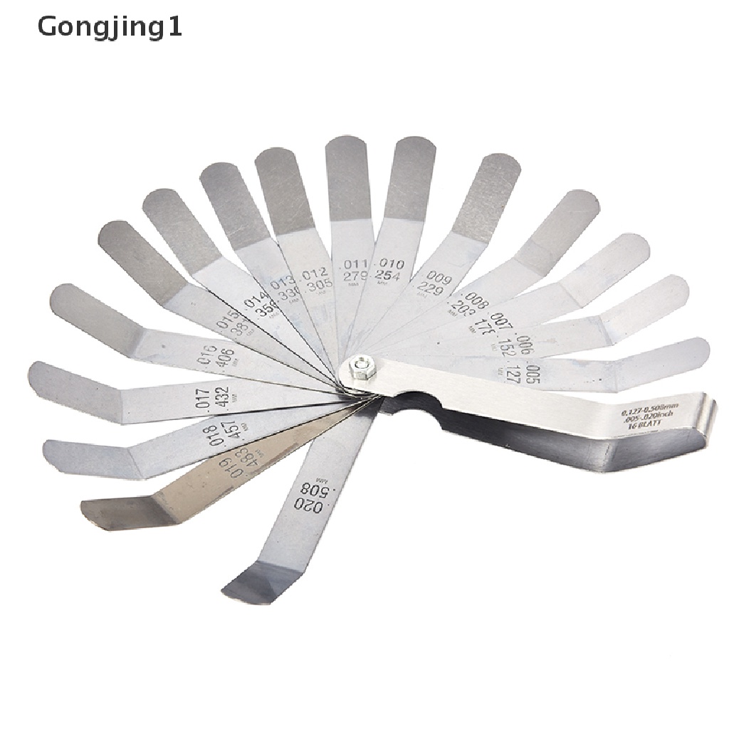 Gongjing1 Alat Pengukur Celah Gap Filler Metric 16 Bilah 0.127-0.508mm