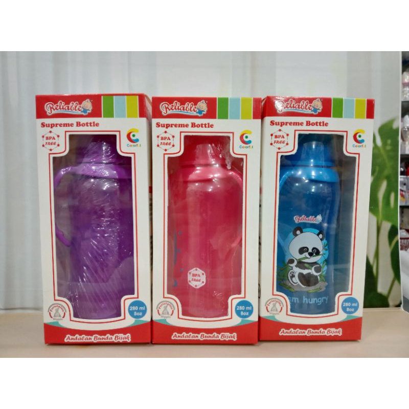 Botol Susu Reliable Besar DOT Ulir Peristaltic+Pegangan 28 0ml BPA Free