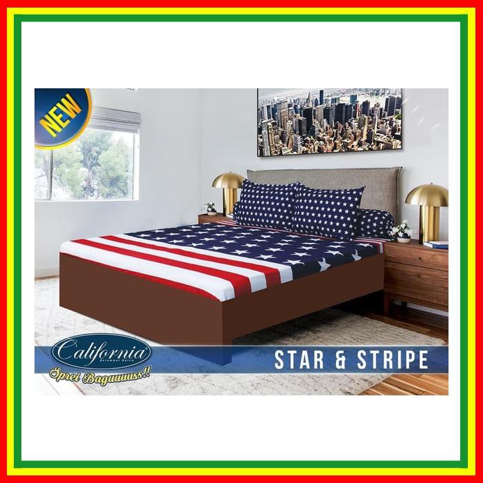 SPREI CALIFORNIA STAR & STRIPE SINGLE 120 NO.3 SEPRAI STRIP BINTANG
