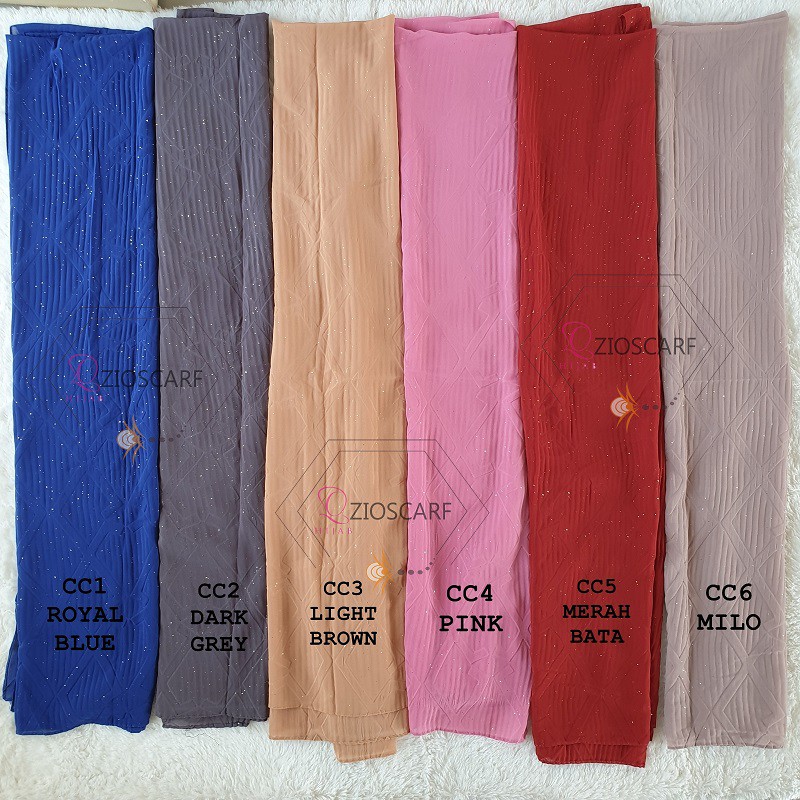 [BAYAR DITEMPAT] PASHMINA IMPORT MALAYSIA/pashmina kerudung murah/PLISKET GLITTER GOLD A33  Zioscarf