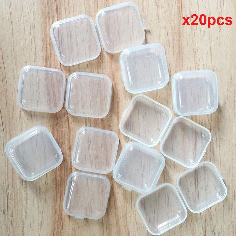 Solighter 20Pcs Kotak Penyimpanan Mini Peti Mati Bening Populer Kualitas Tinggi