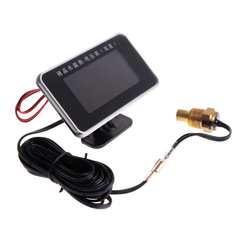Sun 2in1 Voltmeter Pengukur Suhu Air Untuk Mobilmotor Universal