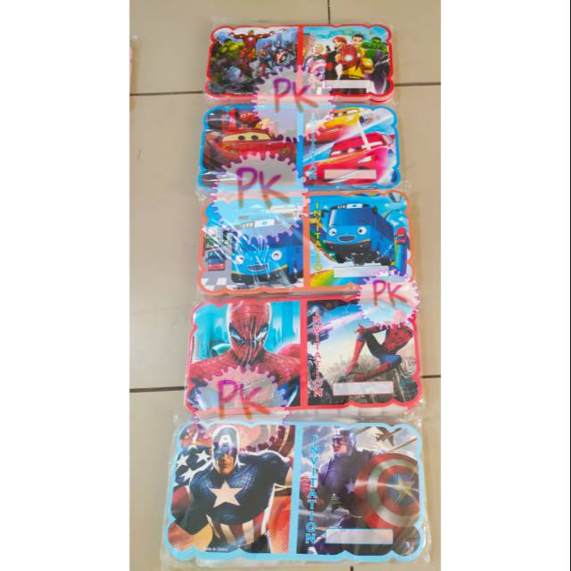 {30 pcs} Kartu Undangan Ulang Tahun Karakter Anak Cowok / Undangan Ultah Karakter Model Lipat