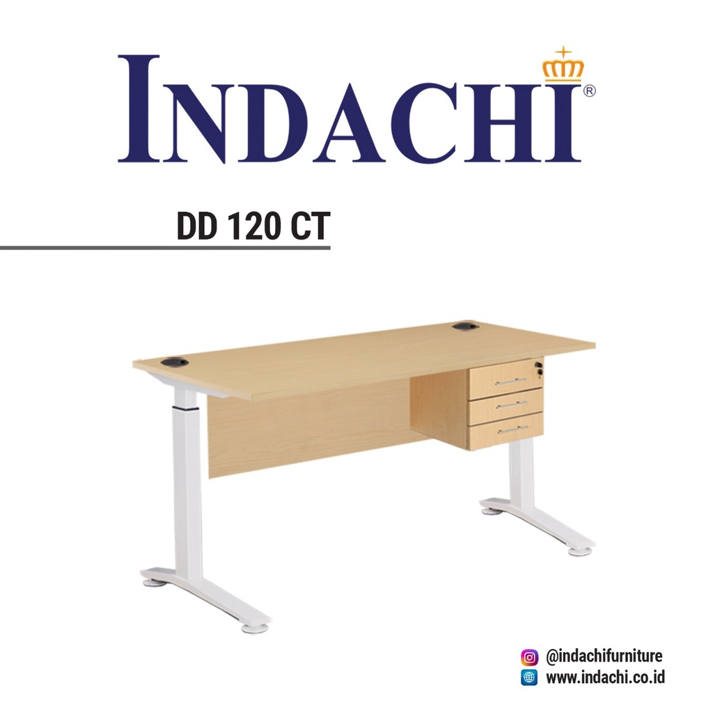 Meja Kantor / Meja Kerja 1/2 Biro + Laci Gantung - Indachi DD 120 CT