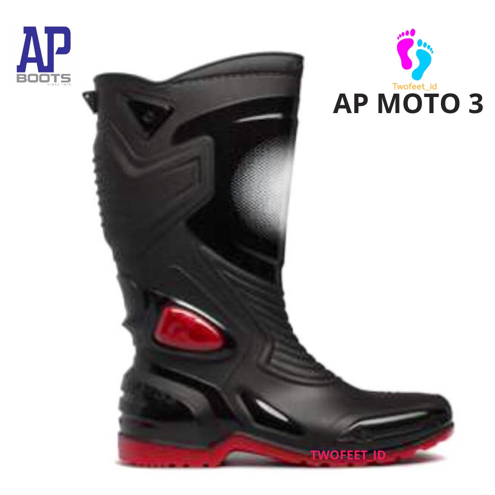 BOOTS MOTO BLACK Sepatu Boots Pria Anti Licin Hitam Merah 38-45 3 BLACK RED 38-45 - SEPATU BOOTS SEP