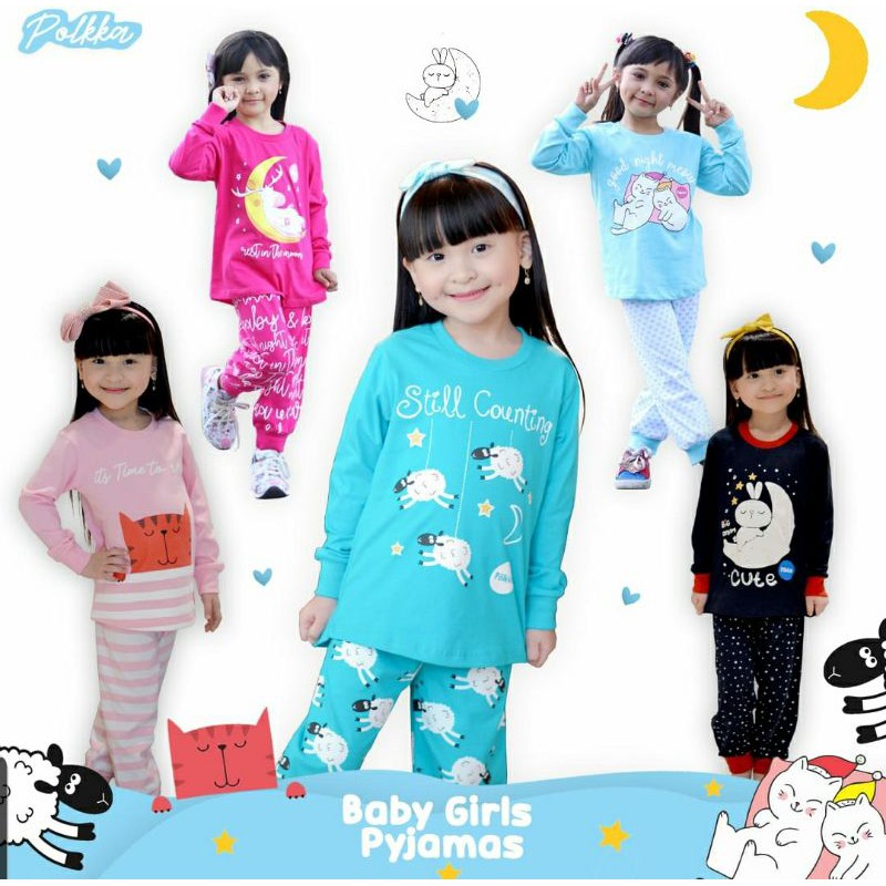 Pajamas Anak Perempuan Lengan Panjang I Baju Tidur Anak Perempuan 1-5 Tahun