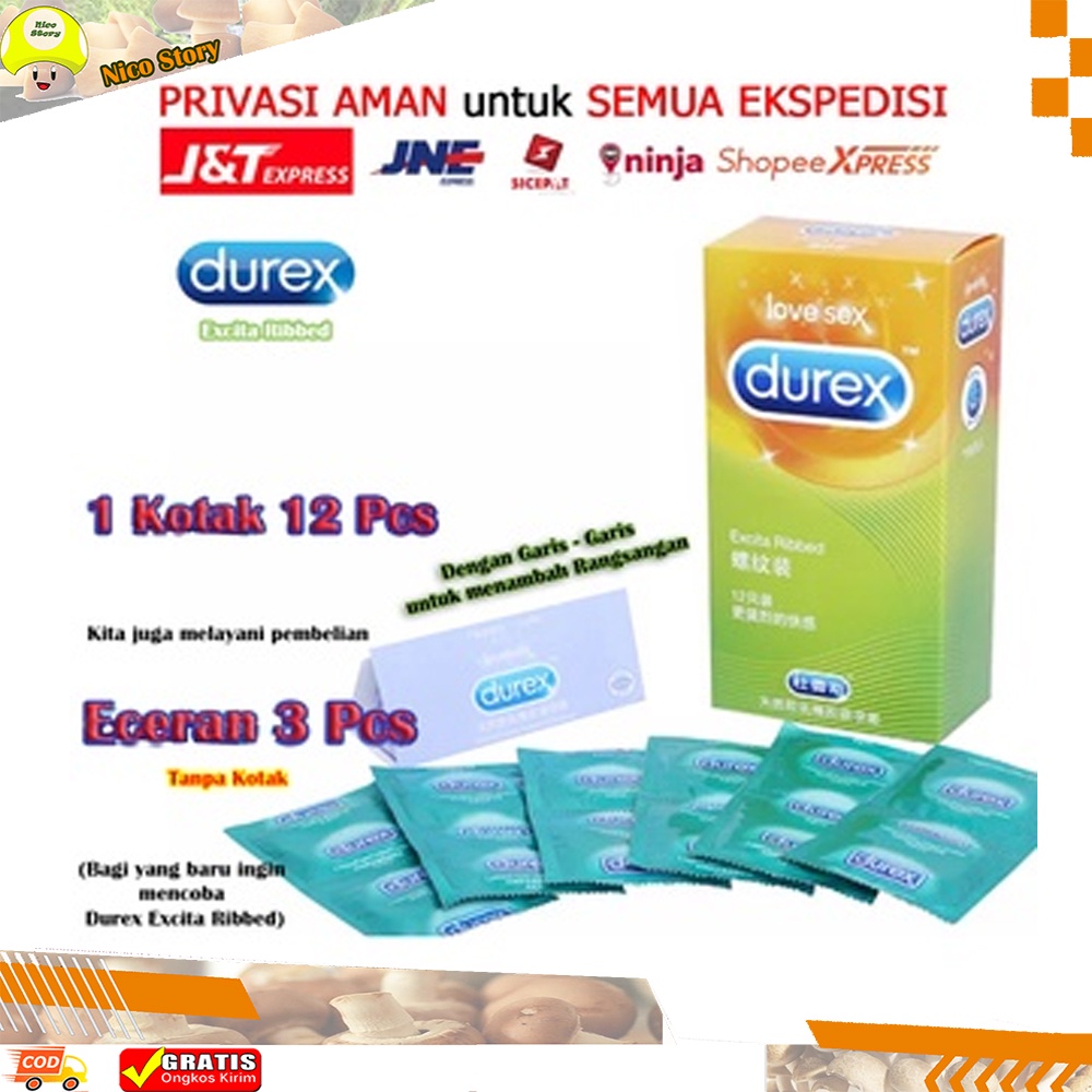 (NCS) Kondom Durex Excita Ribbed Condom Impor 1 Kotak 12 Pcs atau Eceran 3 Pcs