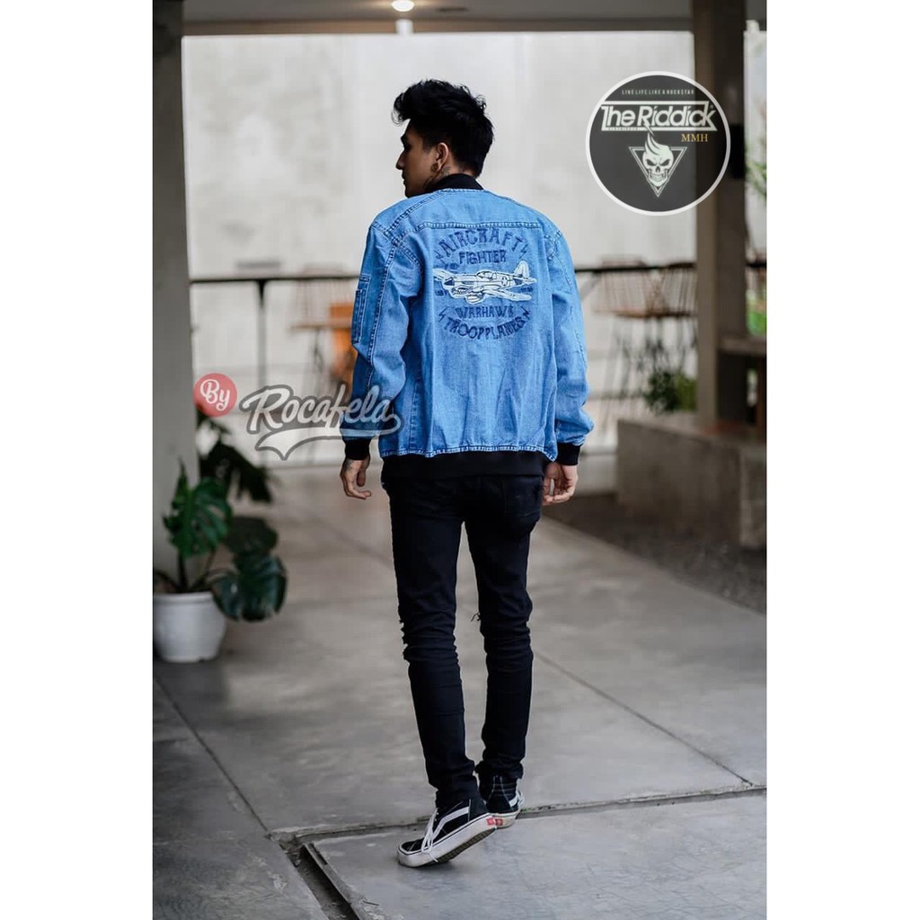 RCL - Jaket Jeans Rocafela Bordir dada / Jaket Bomber