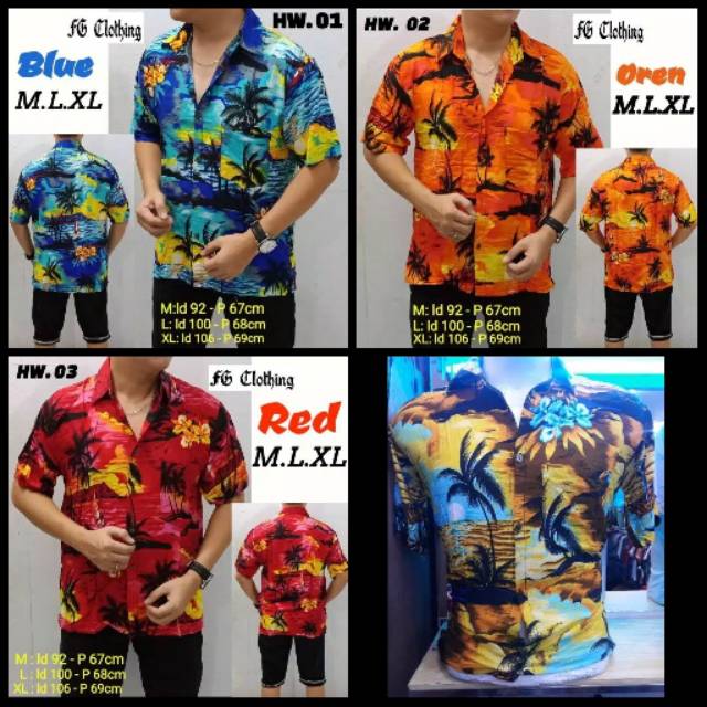 Kemeja / baju / kaos Pantai Reggae Hawai Bali BLUE / BIRU