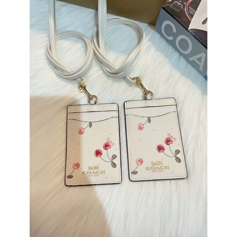 

SALE‼ Coach White Cherry Lanyard || Name Tag || ID Card Holder