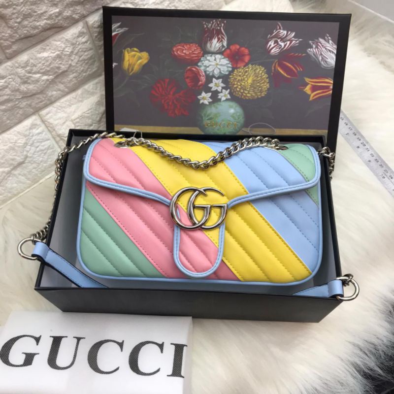 Gucci marmont in multicolour pastel