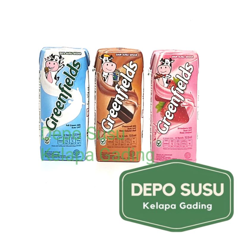 Susu Greenfields UHT 125 ml Full Cream Coklat Strawberry Milk | Greenfield 125ml Choco Malt Fresh 105ml 105