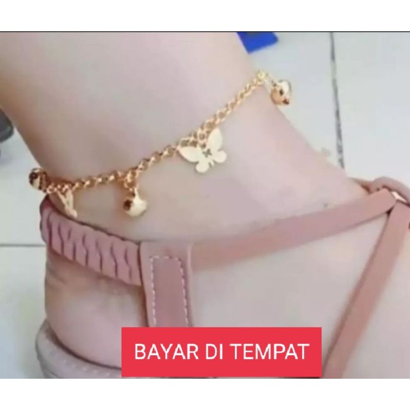 R-0 Gelang kaki rumbai kupu-kupu gold