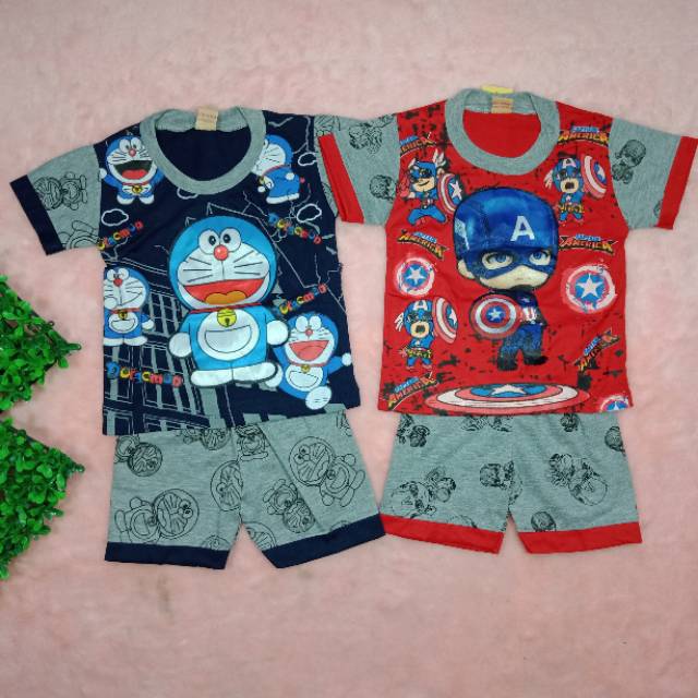 Ss#308 Setelan Anak Laki laki Gambar Superhero size 7-9tahun / Baju LED Nyala / Setelan Anak Cowok