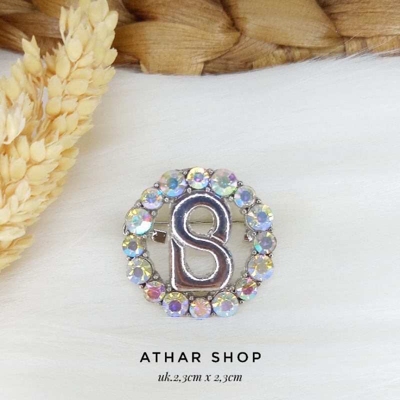 Bros B/bross signature branded import premium/brooch button/Bros hijab Athar shop scarve/Bros dada-Bulat 003 rainbow