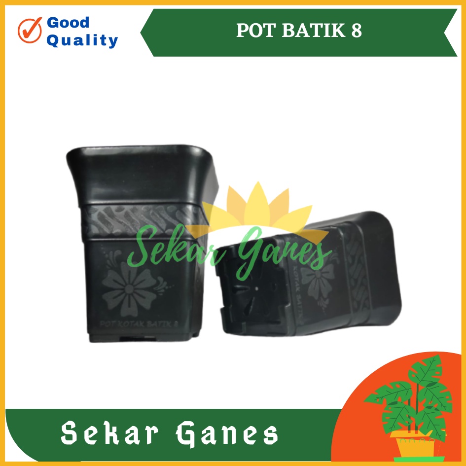 POT KOTAK SOFI BATIK 8 CM HITAM TEBAL POT KAKTUS MIRIP JUOS JUOSS MINI POT TINGGI BUNGA ARTIFICIAL