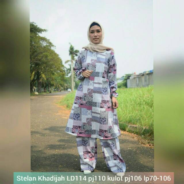 ST Set Stelan Atasan Tunik Kulot Crepe Mongolian Khadijah