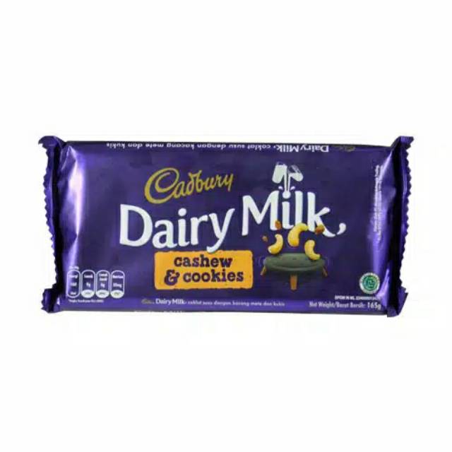 

Cadbury Dairy Milk Cashew & Cookies 165 gram - Cokelat Cadbury Murah