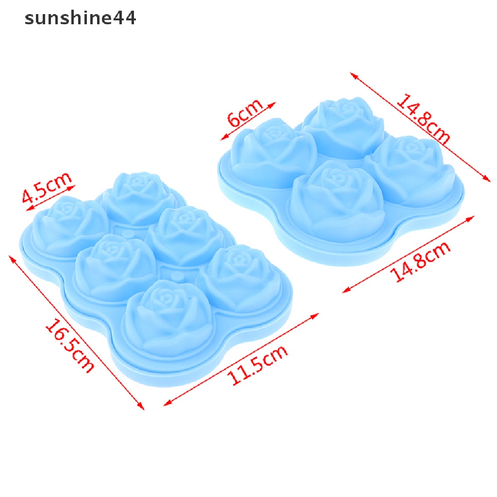 Sunshine Cetakan Es Batu / Sabun Bentuk Bunga Mawar Bahan Silikon 4 / 6 Slot