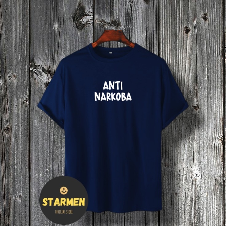 Kaos Distro Pria T-Shirt Motif Kata Kata ANTI NARKOBA