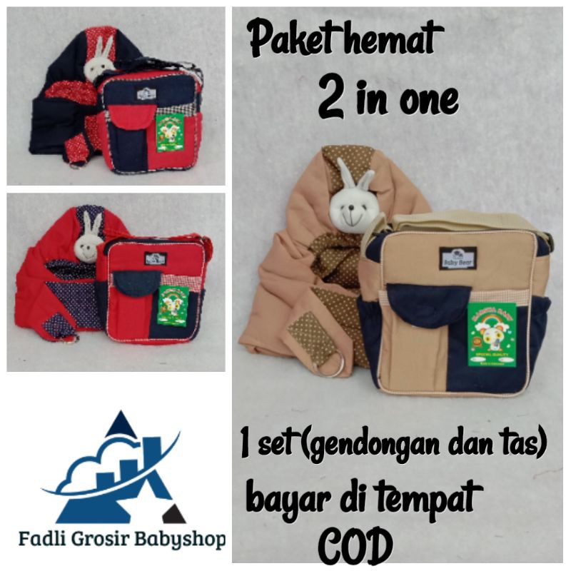 Gendongan Bayi Samping Topi Kerut Dan Tas Marsya (2 in 1)