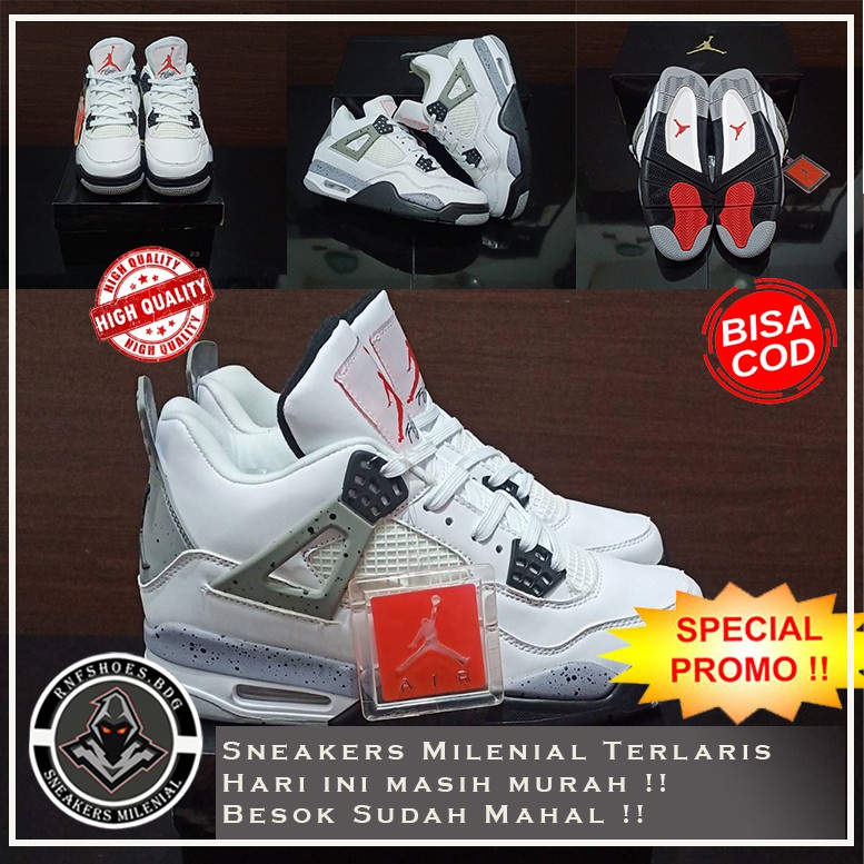 Nike Air Jordan 4 Retro White Size 40-44 Made In Vietnam Original Premium Import Bnib