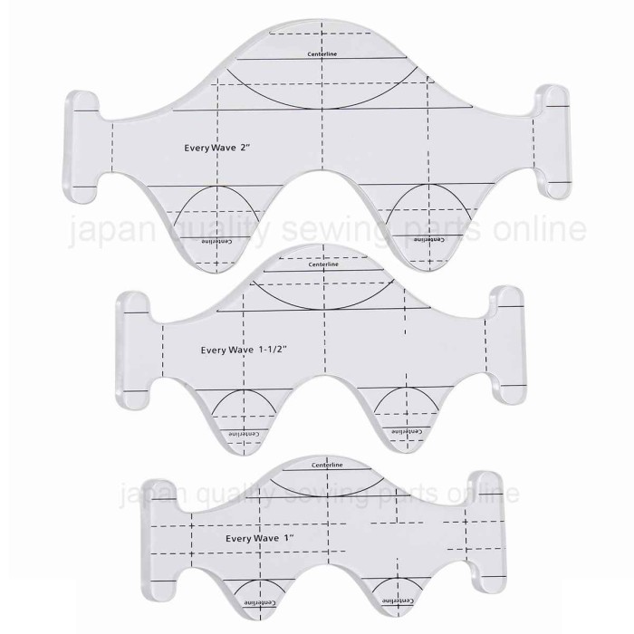 

Penggaris / Quilting Template Model Wave Gelombang Isi 3 Pcs (QTSKEW3)