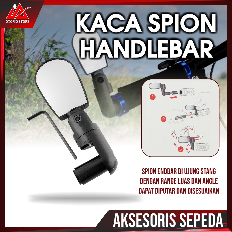 SPION HANDELBAR 360 Derajat Rotasi Kaca Spion Lipat Tekuk Sudut 360 Derajat Rotate Handlebar Sepeda Lensa Sepion Blindspot Rearview