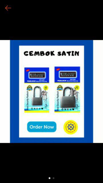 Gembok Satin 40mm Leher Pendek Weldom
