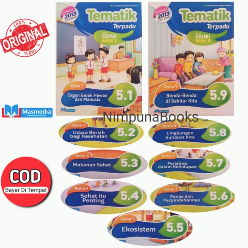 Buku Tematik Terpadu Kelas 5 Tema 1.2.3.4.5.6.7.8.9 Kurikulum 2013 Masmedia