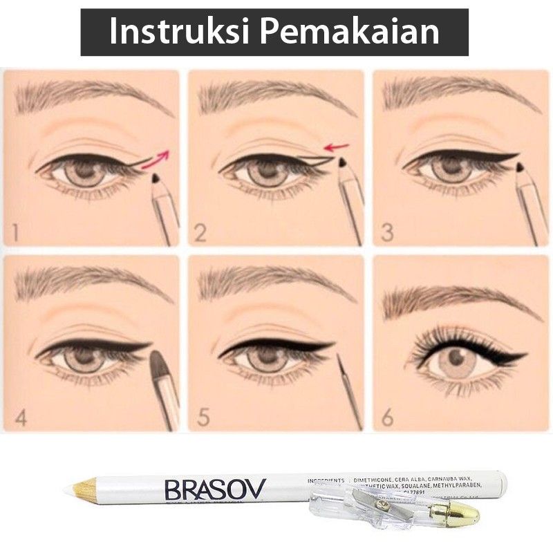 Eyeliner Pencil Brasov dengan Serutan BPOM COMBO 12 Pcs