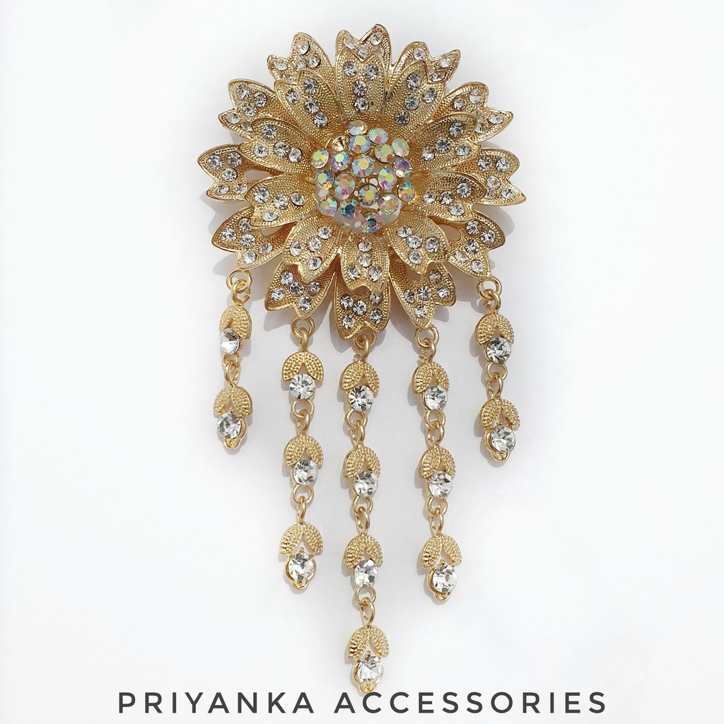 Bros Kebaya Flowie Satuan/Aksesoris kebaya modern / Bros kebaya modern kekinian-Gold