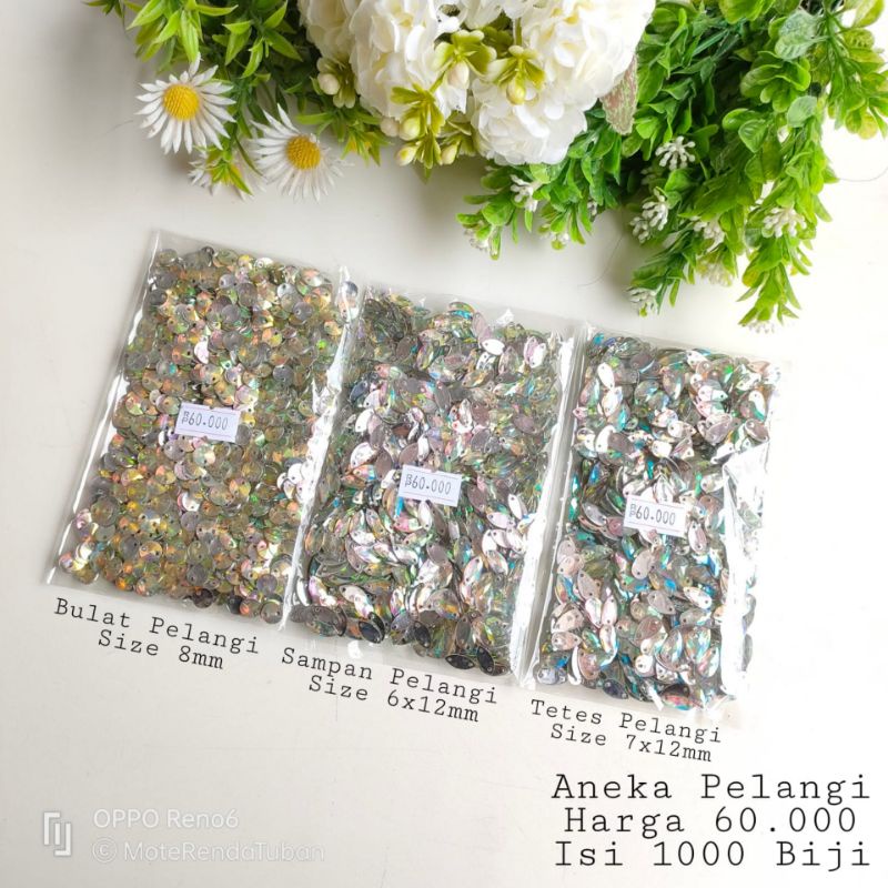 Aneka Pelangi (Tipis) | Payet Kristal Jahit