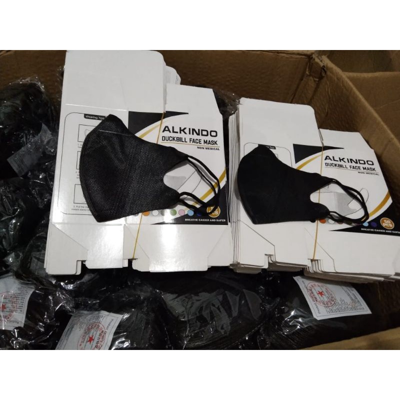(ECER) PREMIUM MASKER DUCKBILL ALKINDO 4 PLY / MASKER DUCKBILL ALKINDO GARIS ISI 50 PCS /DUCKBILL MURAH