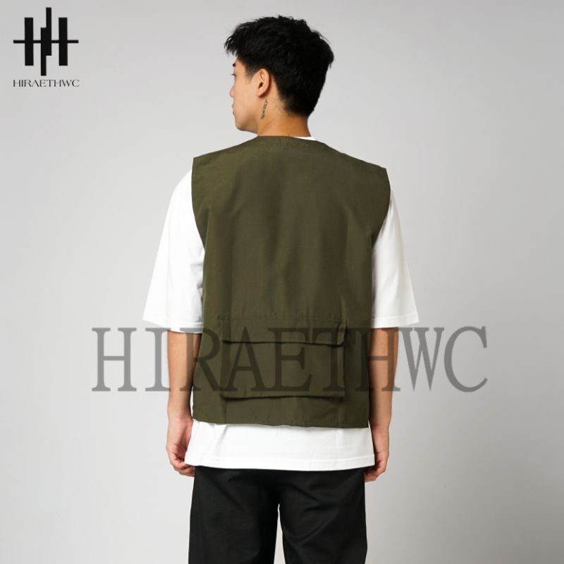 ROMPI CARGO MULTIFUNGSI VEST HIJAU ARMY UNISEX TERBAIK