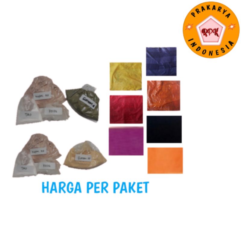 

Pewarna kain Napthol lengkap 25gram per set(naptol, kostik, garam, Tro)