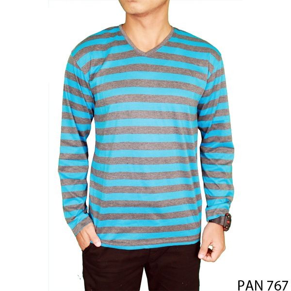 Long Sleeve Tshirts For Male Salur Biru – Abu – PAN 767