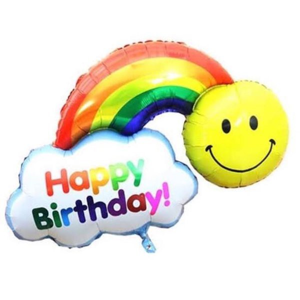 balon rainbow pelangi have a nice day / happy birthday smile balon foil dekorasi pesta